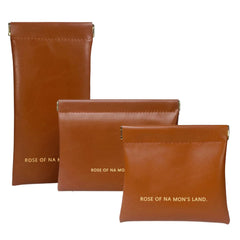 3 Pcs Mini Multipurpose Makeup Pouch for Girls & Women (Brown)