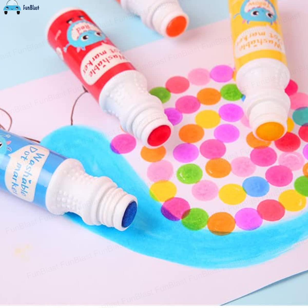 Super Dots Markers for Kids – 8 Pcs Washable Dot Markers for Artist, Professional, Beginners, Washable Marker Bottle Pens for Kids