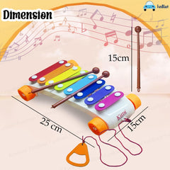 Xylophone for Kids - Pull Along Toys, Musical Xylophone with Wheels for Baby, Musical Instruments for Kids 1 2 3 4 Years Kids, Early Development & Activity Toys for Babies - Random Color