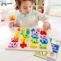 Wooden Number Puzzles Toys for Kids, Number Board Educational Learning Letters Puzzle Toy - 25 Pcs