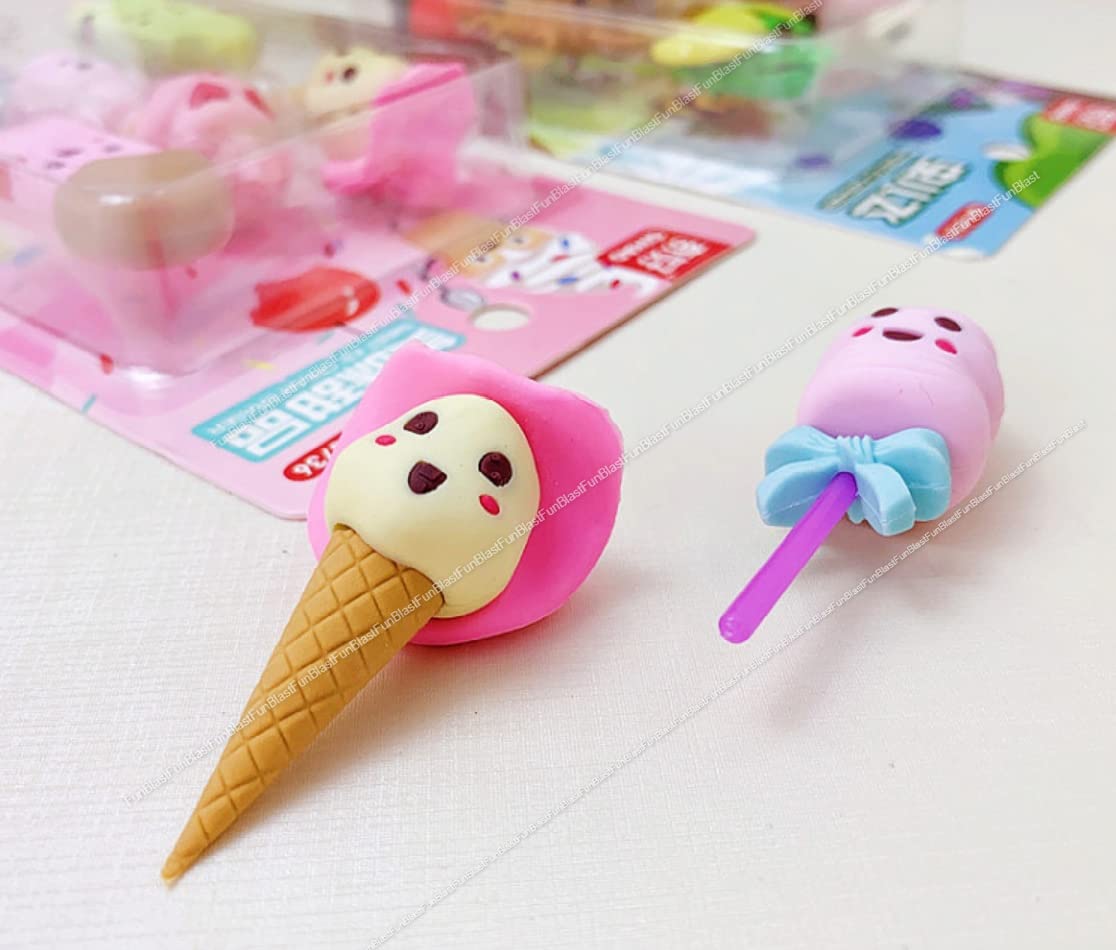 Eraser for Kids – Ice-Cream Theme Erasers Set for Kids, Eraser for Kids Eraser Set for Return Gift, Stationary Set for Kids, Rubber Eraser for Kids