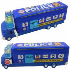 Pencil Box for Kids Bus with Moving Tyres And Sharpener