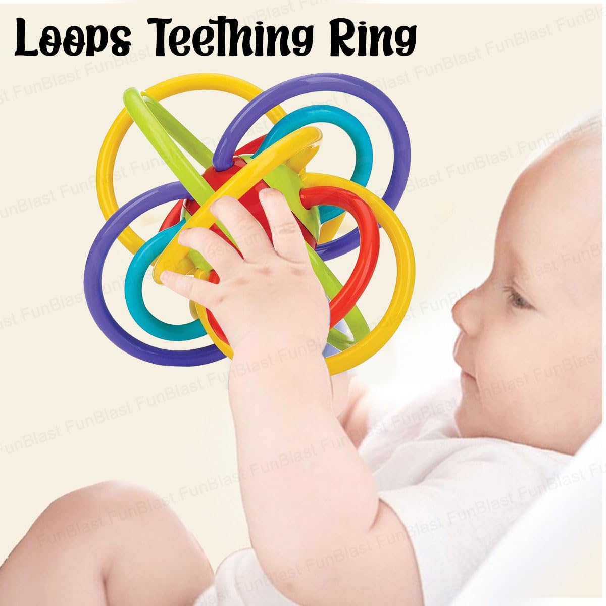 Loops Teething Ring – Teether Rings with Rattle Sound Toys for New Born Baby, Silicone Rings Loop Teether for Baby