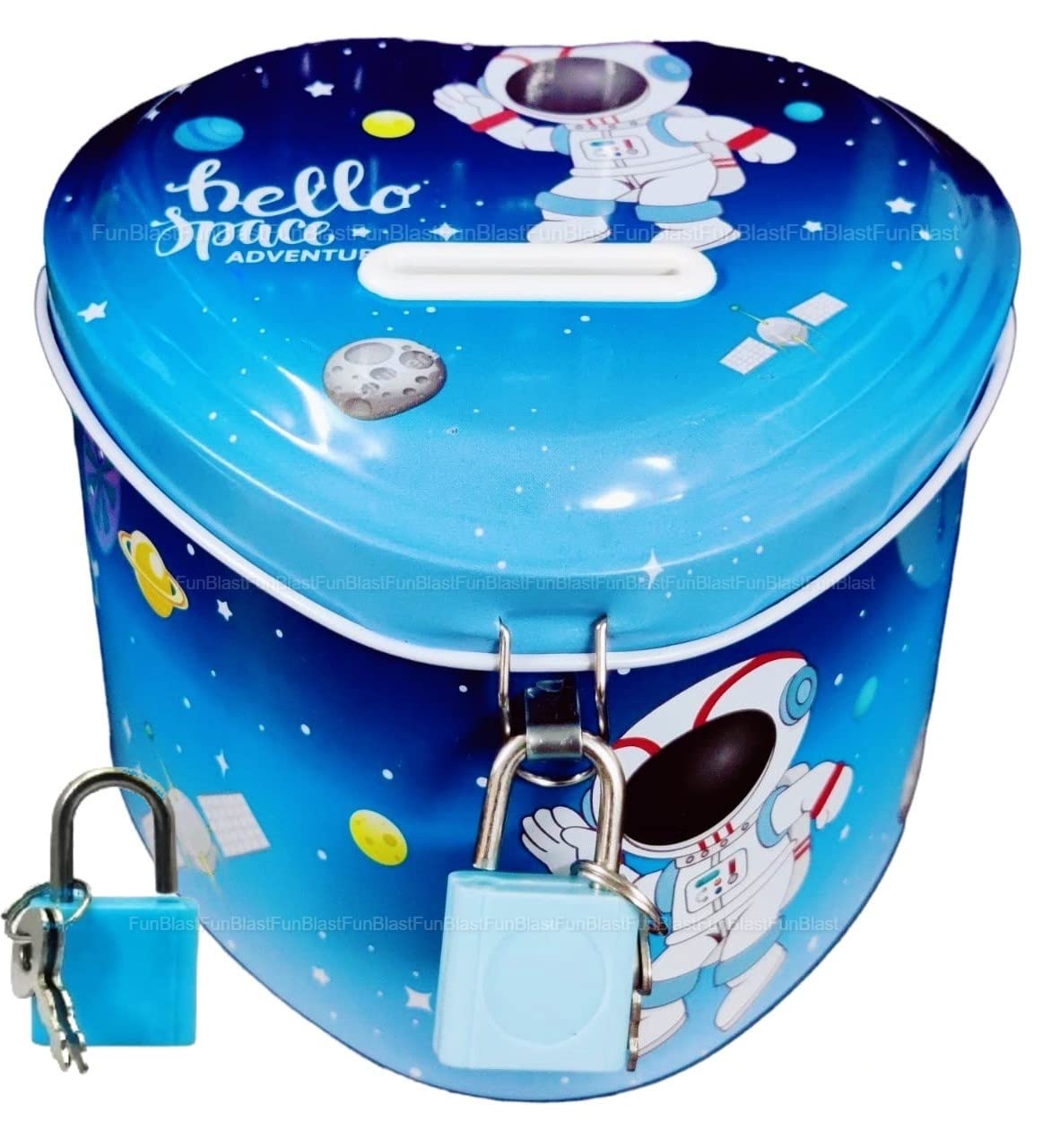 Piggy Bank for Kids – Space Money Saving Tin Coin Bank with Lock and Key – Birthday Return for Boys & Girls, Money Bank, Coin Box for Kid