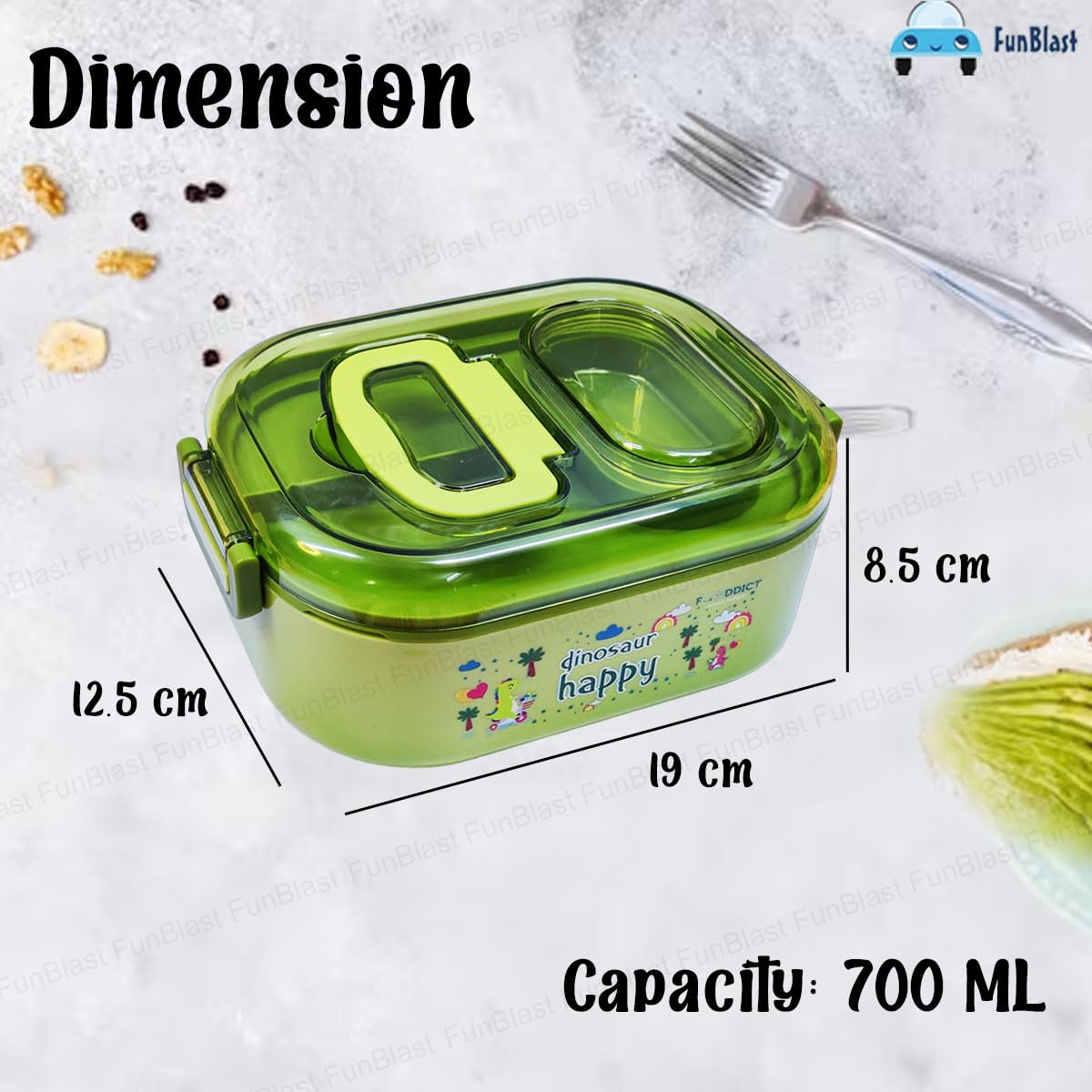 Dinosaur Theme Lunch Box for Kids, Tiffin Box with Spoon and 10 Color Ball Pen, Lunch Box for School Kids, SS304 Lunch Box, Air-Tight Lunch Box