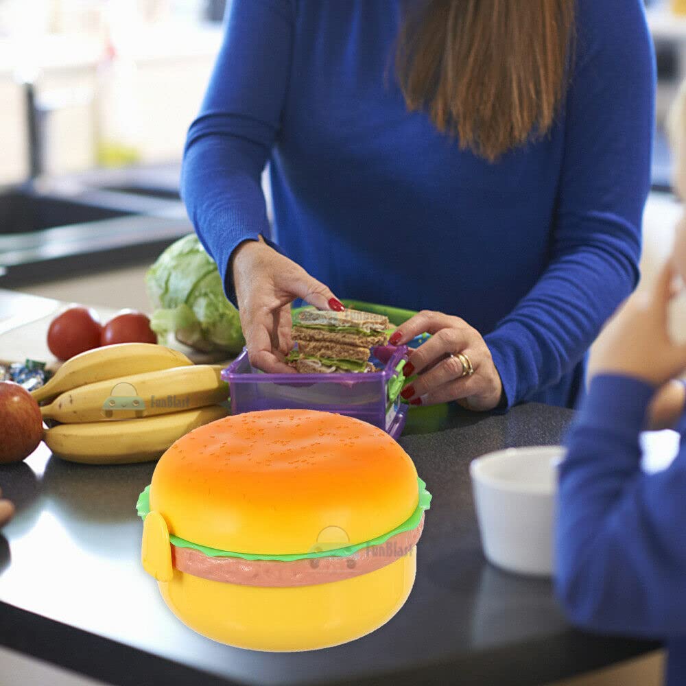 Burger Shape Lunch Box for Kids - Combo Set - Tiffin Box, Lunch Box with 2 Pencil Sharpener, Burger & French Fries Sharpener for Kids, Return Gifts for Kids