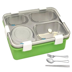 Stainless Steel Lunch Box for Kids, Tiffin Box with Spoon and Fork, Bento Lunch Box, Insulated Lunch Box, Lunch Box for Kids, Office Women & Men (Not Leak-Proof - for Dry Foods Only)