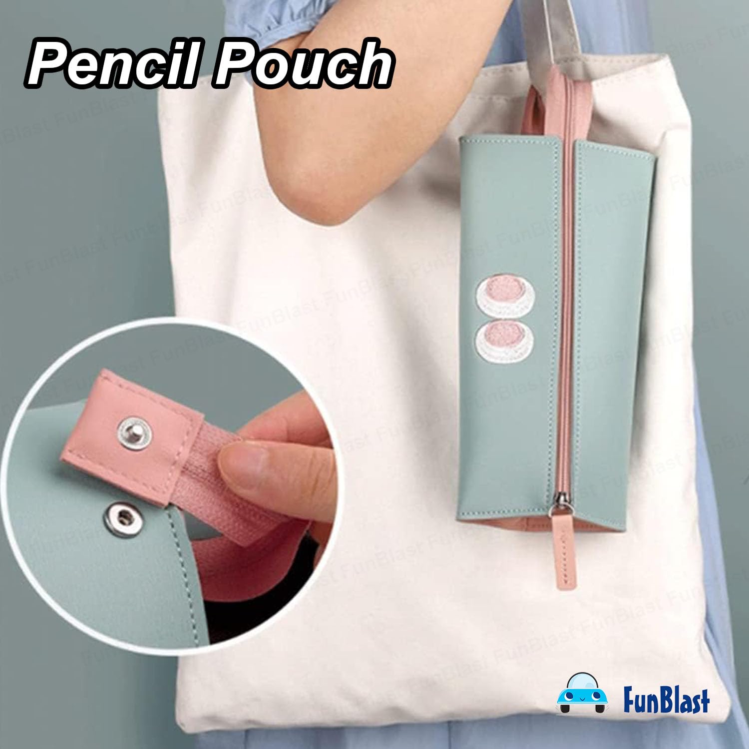 Multipurpose Zipper Pencil Pouch for Kids & College Students (Green)