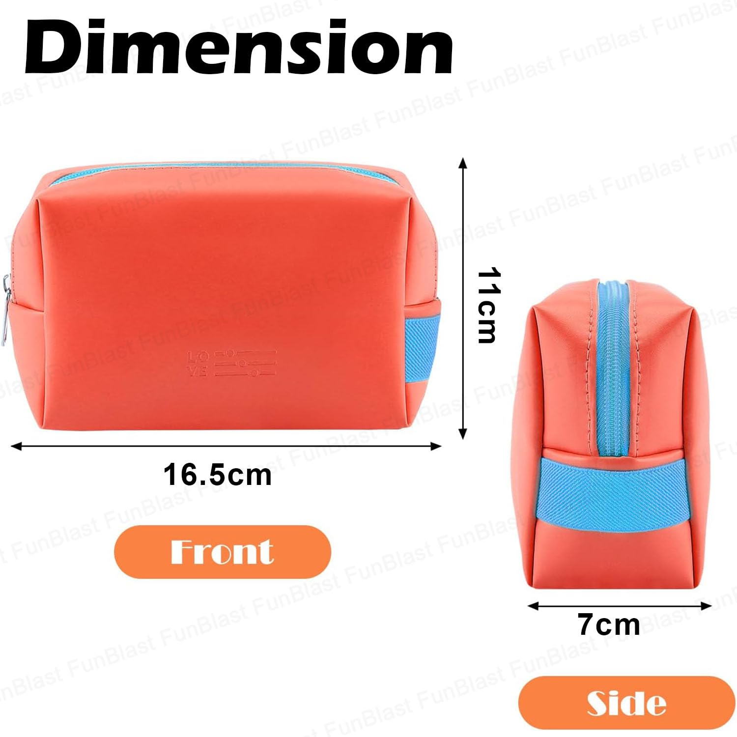 Multipurpose Cosmetic Pouch with Zipper Lock for Girls & Women (Orange)