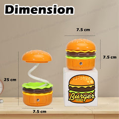 Table Lamp - Burger Design Desk Light for Kids & Adults, Rechargeable Desk Lamp with Pen Holder & Sharpener, Study Desk Light