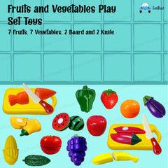 Fruits and Vegetables Play Set Toys - Realistic Sliceable Cutting Fruits and Vegetable Pretend Play Kitchen Toys for Kids, Fruit Vegetable Toys with Chopping Board & Knife