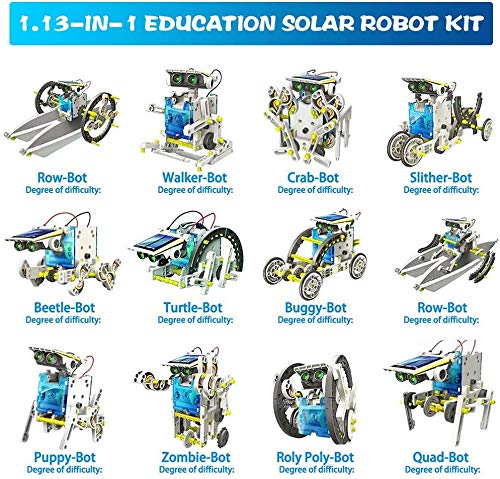 Solar Robot Kit - 13 in 1 Learning Educational Kids Station, Robot Toy Game DIY Toys for Boys, Girls