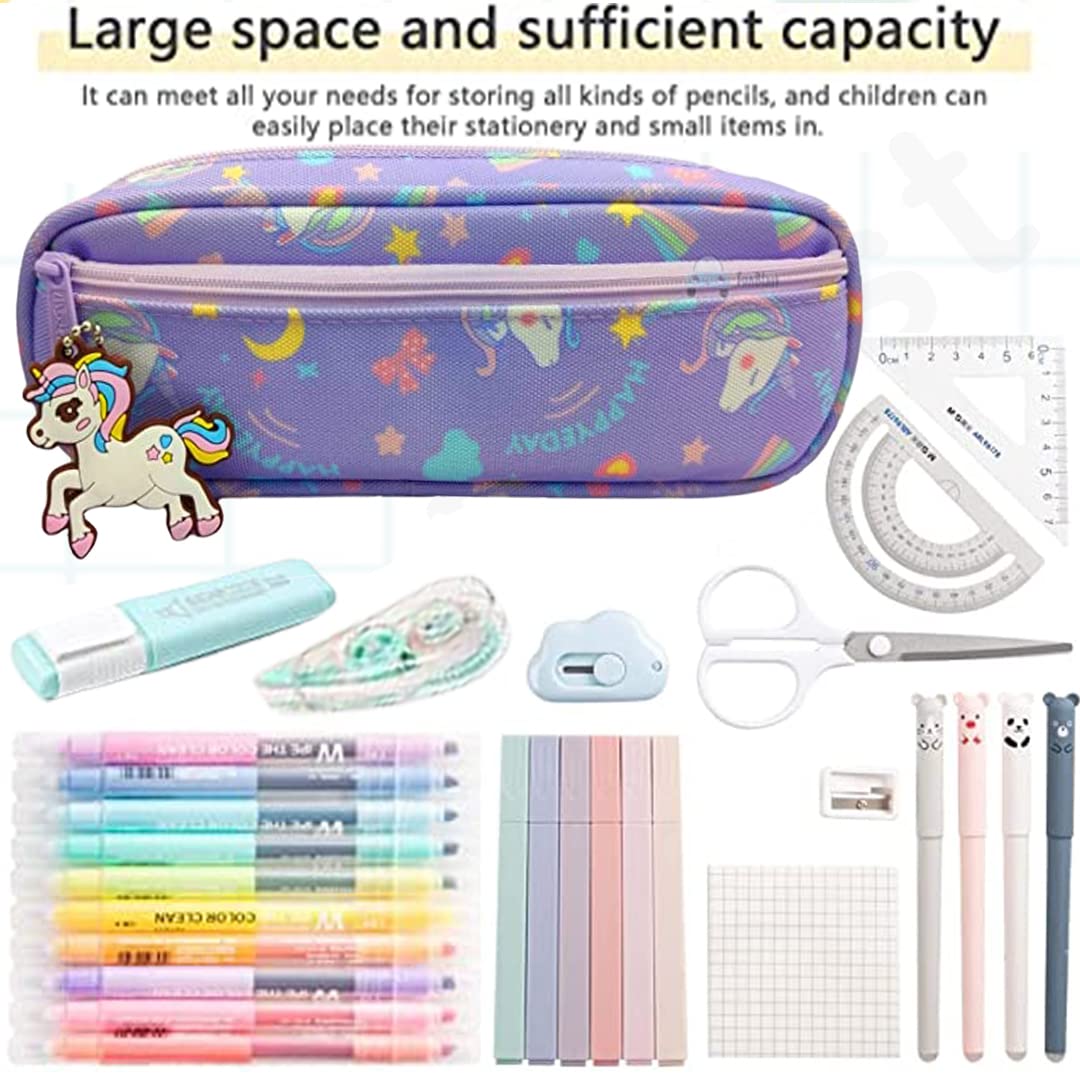 unicorn big size zipper closer stationery oragnizer pencil case