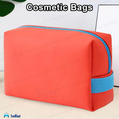 Multipurpose Cosmetic Pouch with Zipper Lock for Girls & Women (Orange)