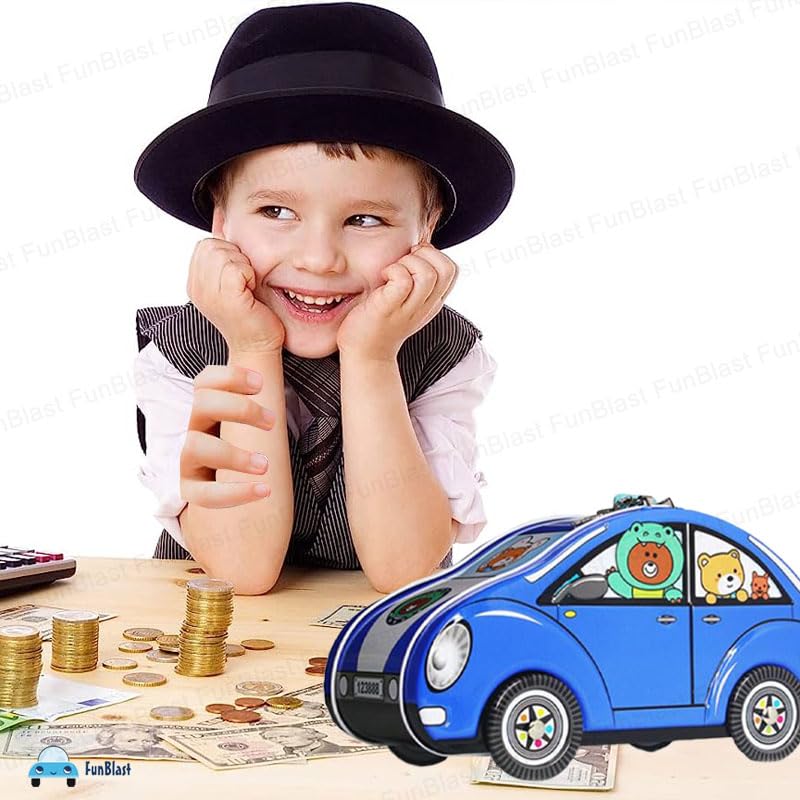 Piggy Bank - Car Shaped Coin Box with Moving Wheel for Kids, Piggy Bank for Kids, Coin Box for Kids, Money Bank for Kids