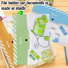 File Folder with Button Lock – Football Print A4 Size Certificates Holder with 6 Pockets, Office Documents File, Expandable Folders for Documents (Pack of 1; Random Color)