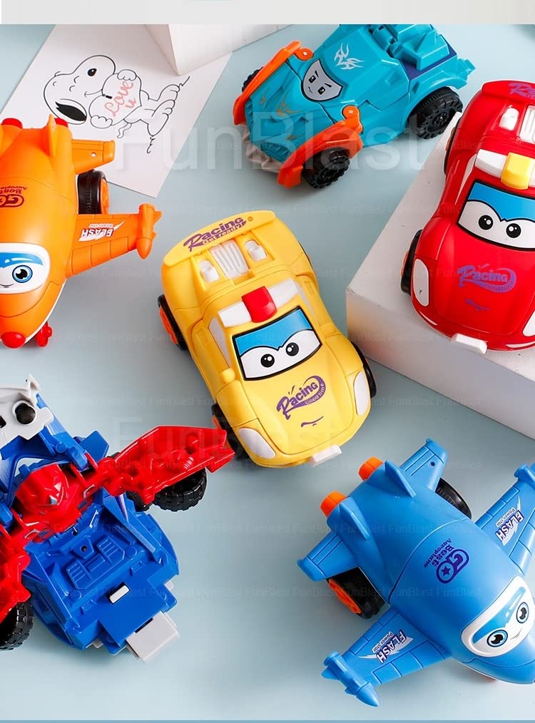 Plastic Pull Push Back Action Robot Car Toy for Kids, Racing Car Toy, Car to Robot, Pack of 1