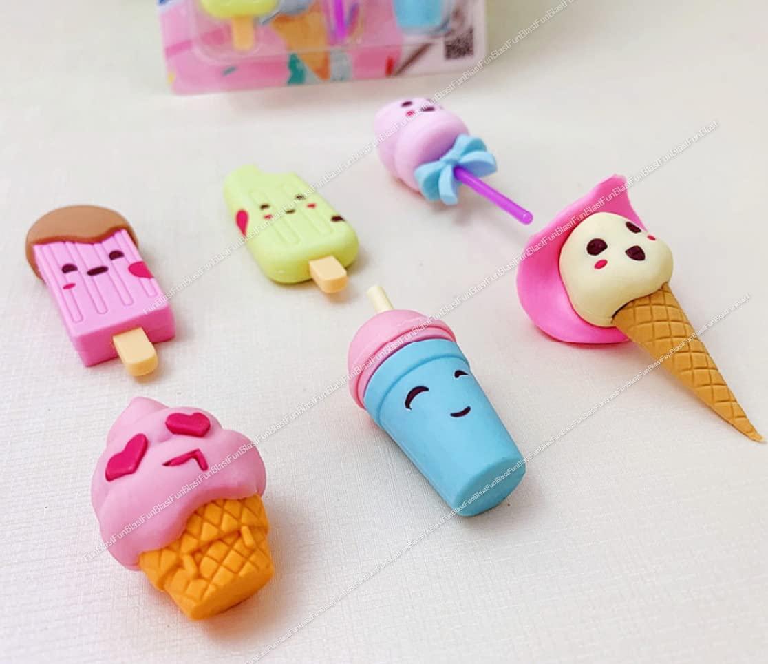 Eraser for Kids – Ice-Cream Theme Erasers Set for Kids, Eraser for Kids Eraser Set for Return Gift, Stationary Set for Kids, Rubber Eraser for Kids