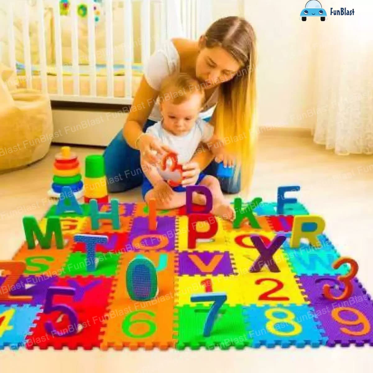 36 Pieces Mini Puzzle Foam Mat for Kids, Interlocking Learning Alphabet and Number Mat for Kids