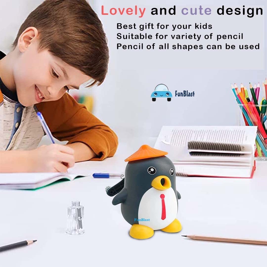 Sharpener for Kids – Penguin Shaped Pencil Sharpener, Table Sharpener Machine, Manual Sharpener for School, Office