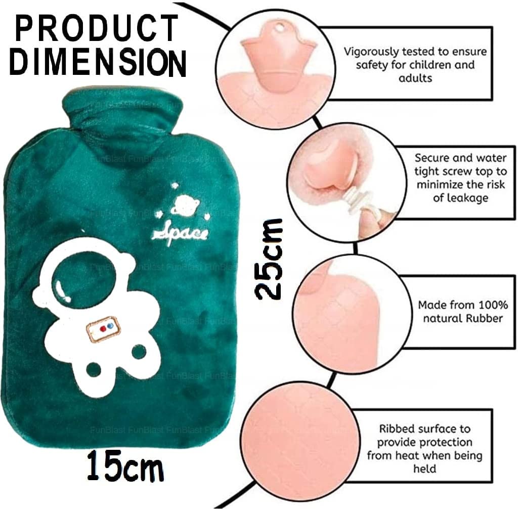 Hot Water Bag with Cover for Pain Relief – Heating Bag, Heating Pad Hot Water Bottle & Rubber Bottle for Hot Water Bag for Pain Relief, Rubber Hot Water Bag, Bottle (Green-1000 ML)