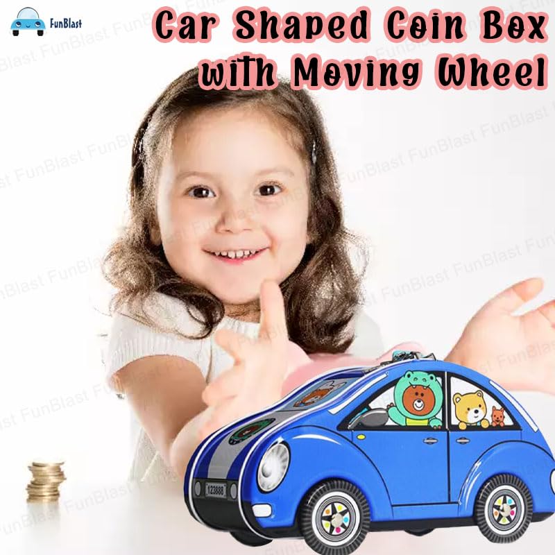 Piggy Bank - Car Shaped Coin Box with Moving Wheel for Kids, Piggy Bank for Kids, Coin Box for Kids, Money Bank for Kids