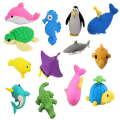 (Pack of 13 Pcs) Sea Creatures Shape Erasers Set for Kids Educational Stationary Kit for Kids