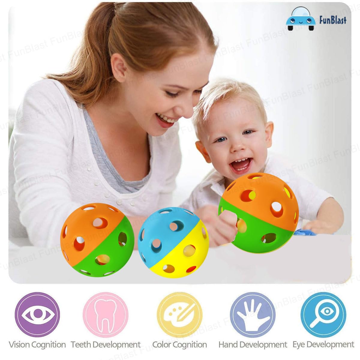 Baby Rattles Ringing Balls - Sound Toys for 6+ Months Babies (Pack of 2)