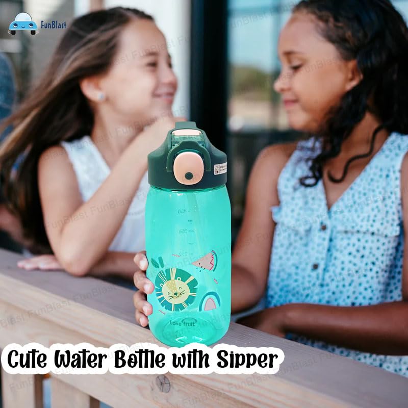 Cute Water Bottle with Straw for Kids – 550 ML