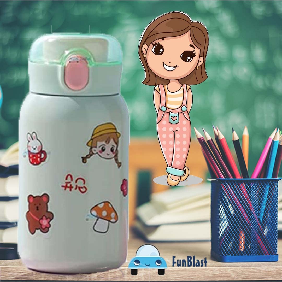 Water Bottle for Kids – Insulated Stainless Steel Bottle, Kids Water Bottle Double Walled Vacuum Insulated Stainless Steel Bottle, Double-Wall Thermos Flask (350 ML)