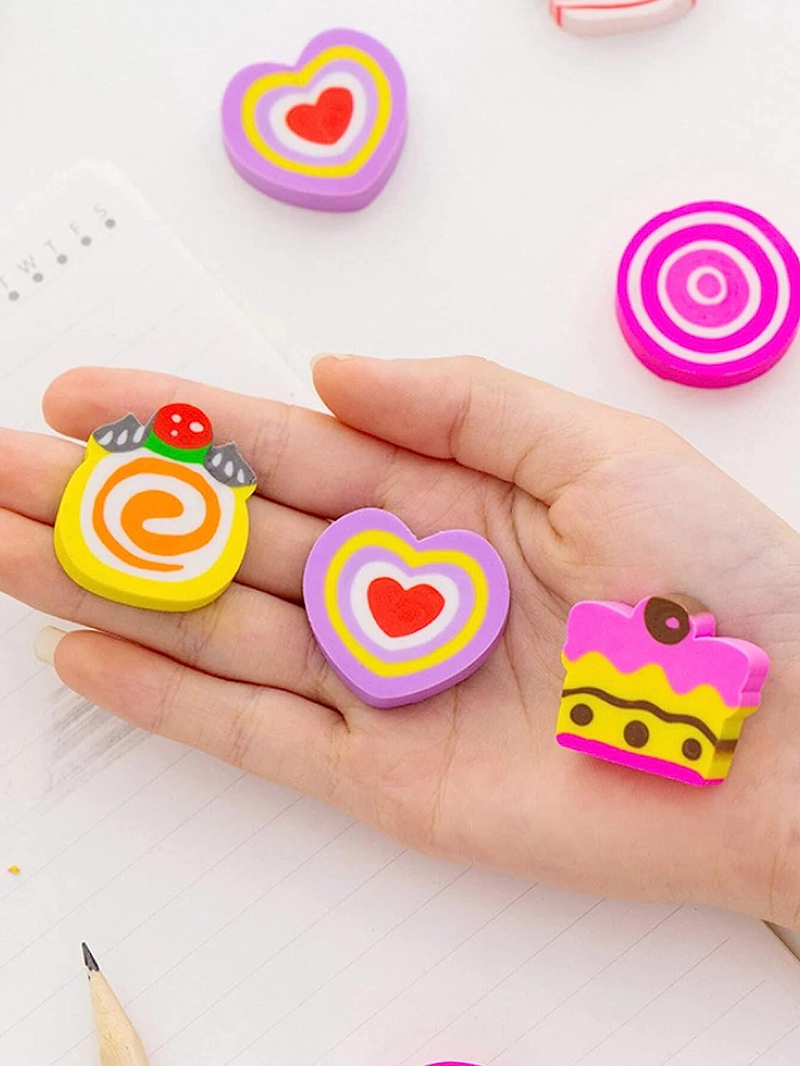 (Pack of 12 Pcs) Erasers for Kids – Stationery Gift for Kids, Fruits & Sweets Theme Eraser for Children School Kids/Birthday Return Gift for Children