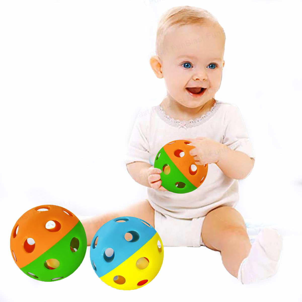 Baby Rattles Ringing Balls - Sound Toys for 6+ Months Babies (Pack of 2)