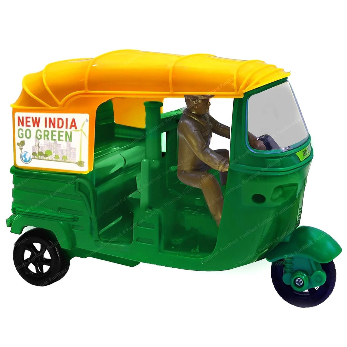 Auto Rickshaw Toys, Bump & Go Auto Rickshaw Toy for Kids,  Friction Power Autorickshaw Tricycle Toys for 3+ Years Old Kids - Green Color