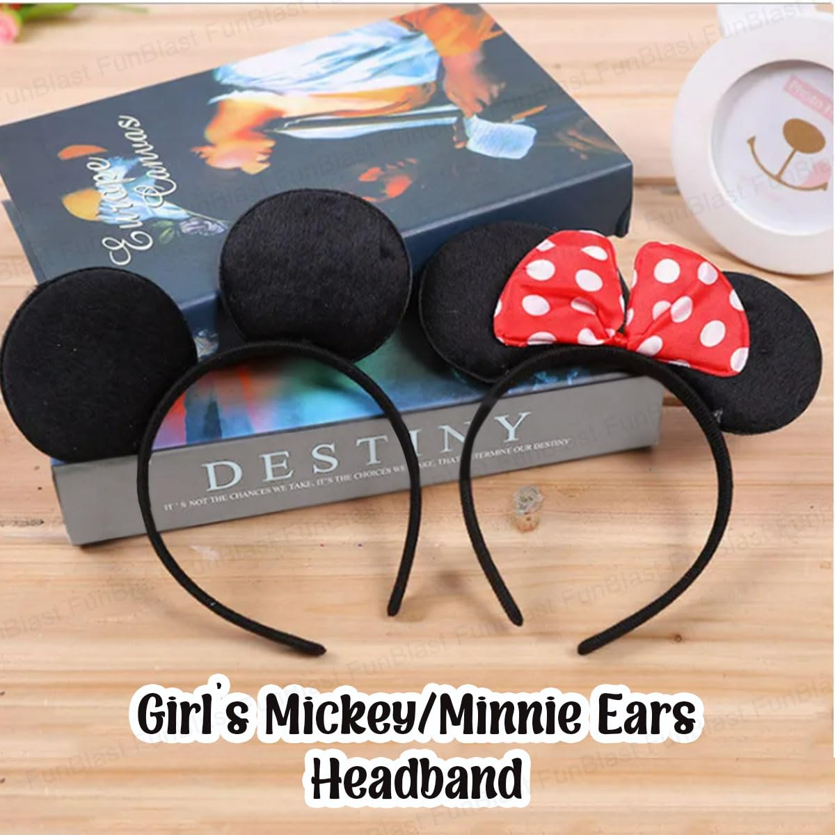 Girl's Mickey/Minnie Ears Headband (Assorted Colour) - Pack of 2