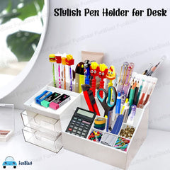 Desk Organizer Stationery Storage Stand, Pen & Pencil Holder - Table Pen Holder, Stationery Holder for School & Office, Stationery Organizer Box, Desktop organizer, Plastic