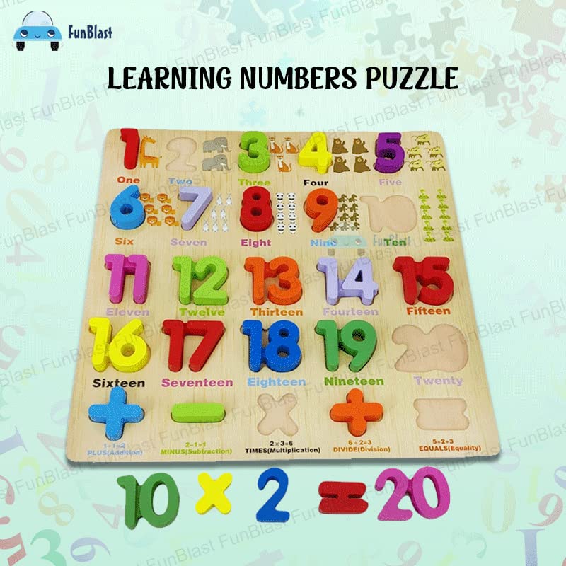 Wooden Number Puzzles Toys for Kids, Number Board Educational Learning Letters Puzzle Toy - 25 Pcs