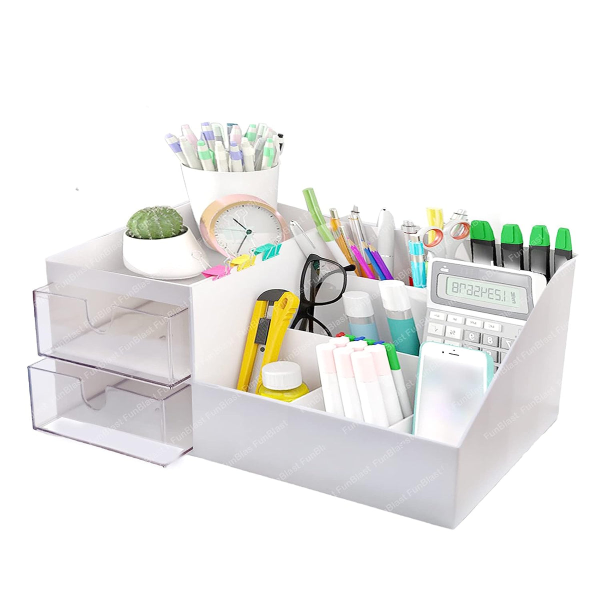 Desk Organizer Stationery Storage Stand, Pen & Pencil Holder - Table Pen Holder, Stationery Holder for School & Office, Stationery Organizer Box, Desktop organizer, Plastic