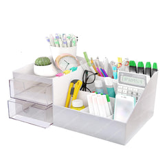 Desk Organizer Stationery Storage Stand, Pen & Pencil Holder - Table Pen Holder, Stationery Holder for School & Office, Stationery Organizer Box, Desktop organizer, Plastic