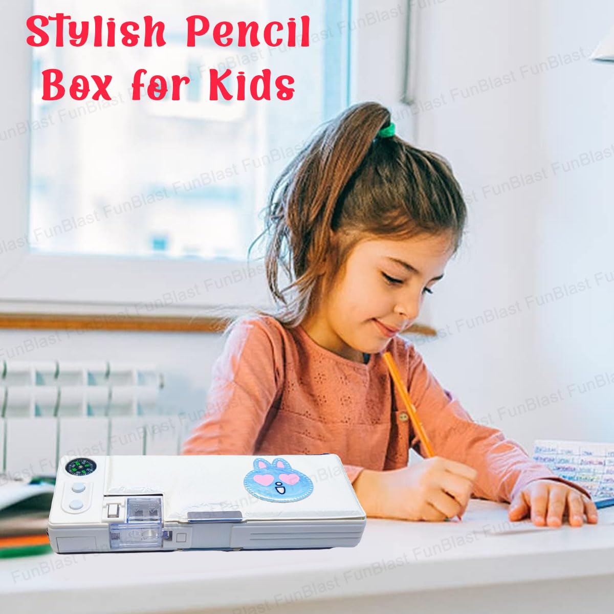 Magnetic Pencil Case with Sharpener - Pencil Box for Kids, Pencil Box for Girls, Pencil Box Boys, Stationery Organizer Box, Compass Pencil Box