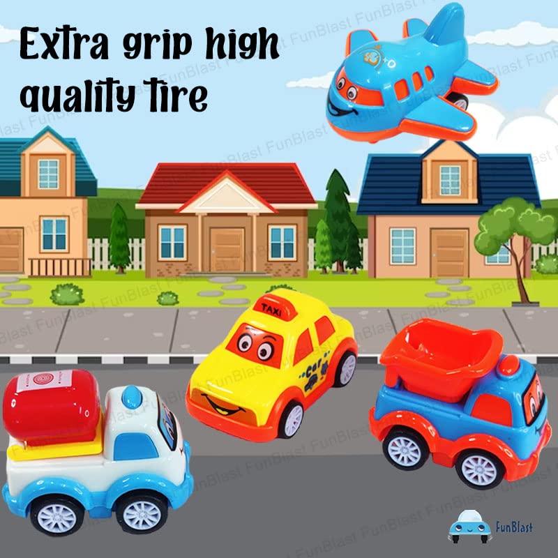 Kids Pull Back Vehicles, Push and Go Crawling Toy Car for Kids & Children (Set of 7 Pcs) - Made in India