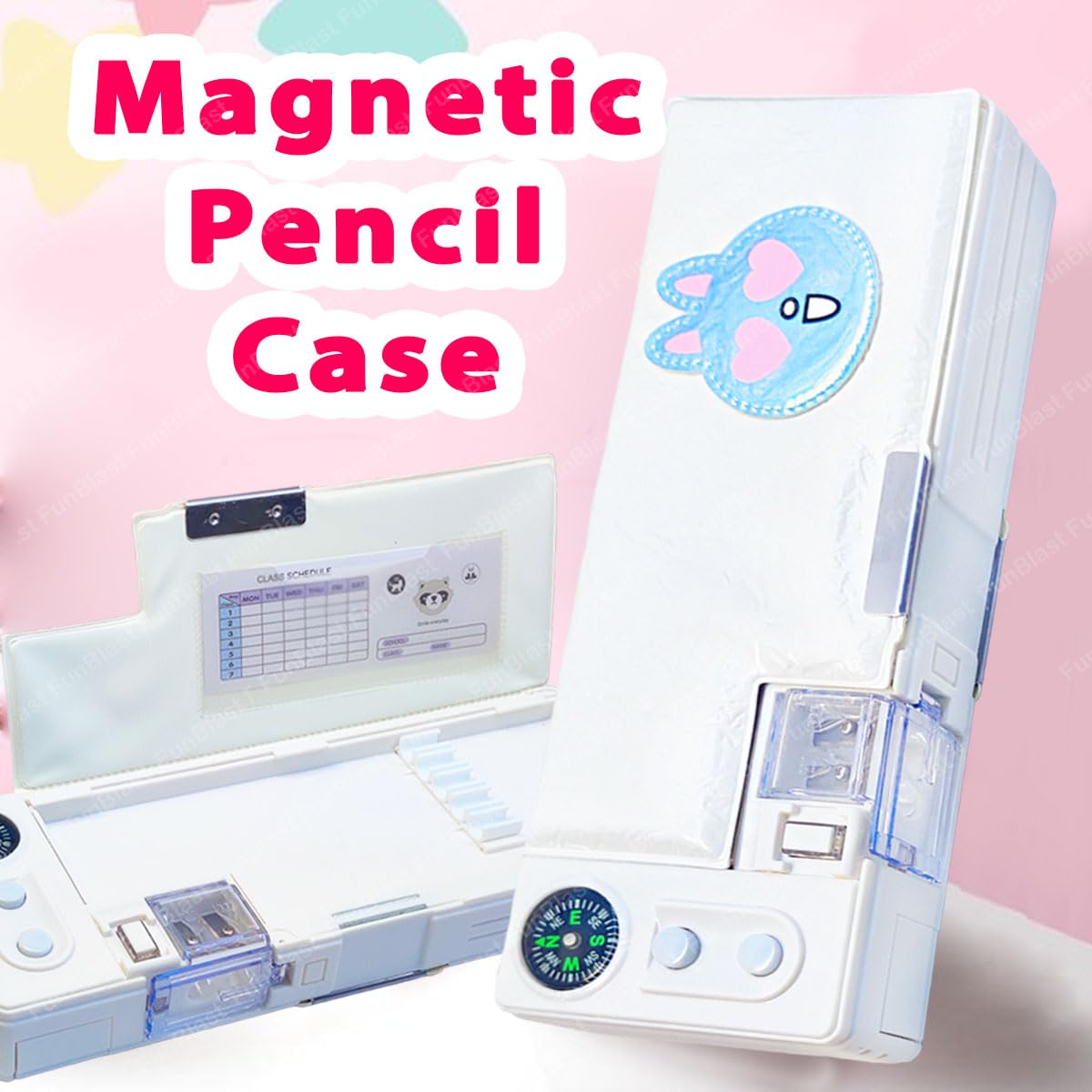 Magnetic Pencil Case with Sharpener - Pencil Box for Kids, Pencil Box for Girls, Pencil Box Boys, Stationery Organizer Box, Compass Pencil Box