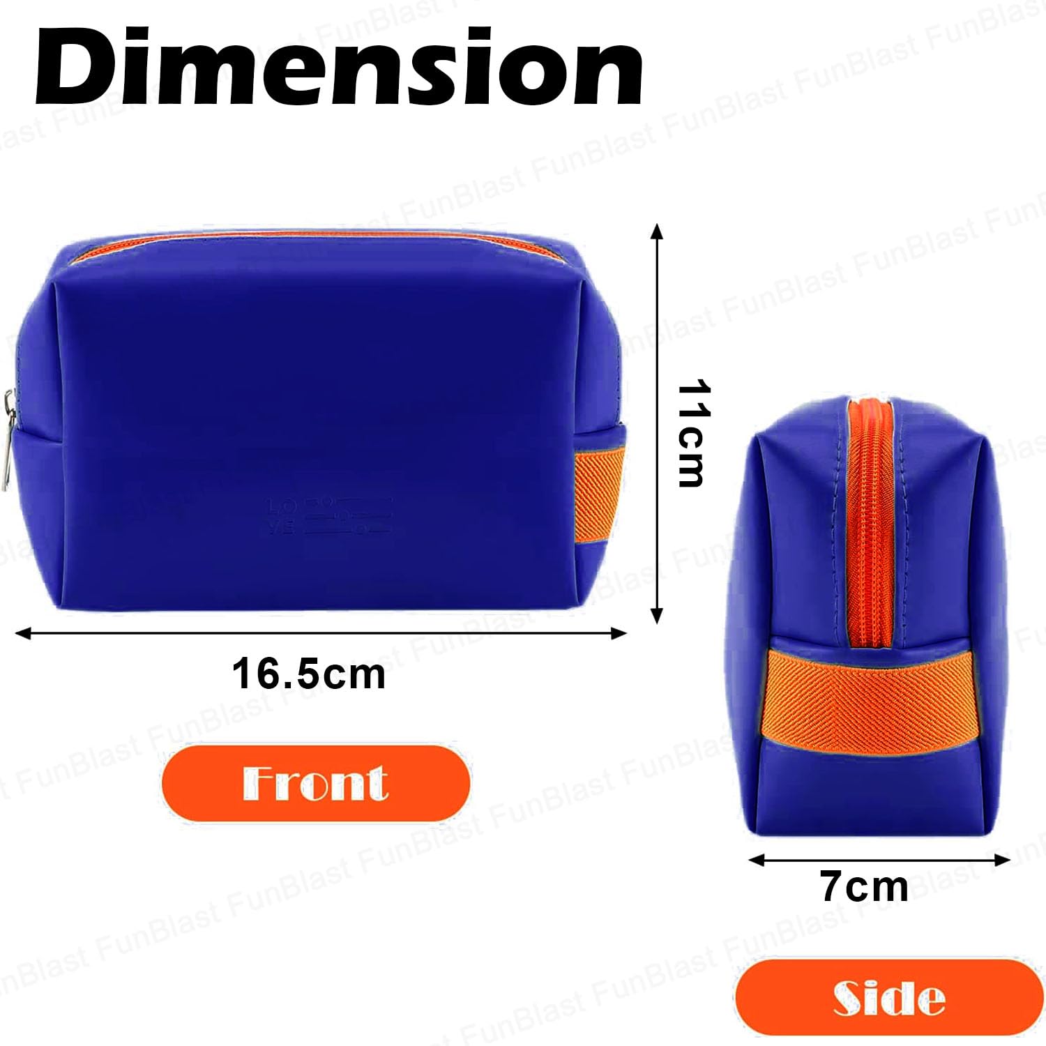 Multipurpose Cosmetic Pouch with Zipper Lock for Girls & Women (Blue)