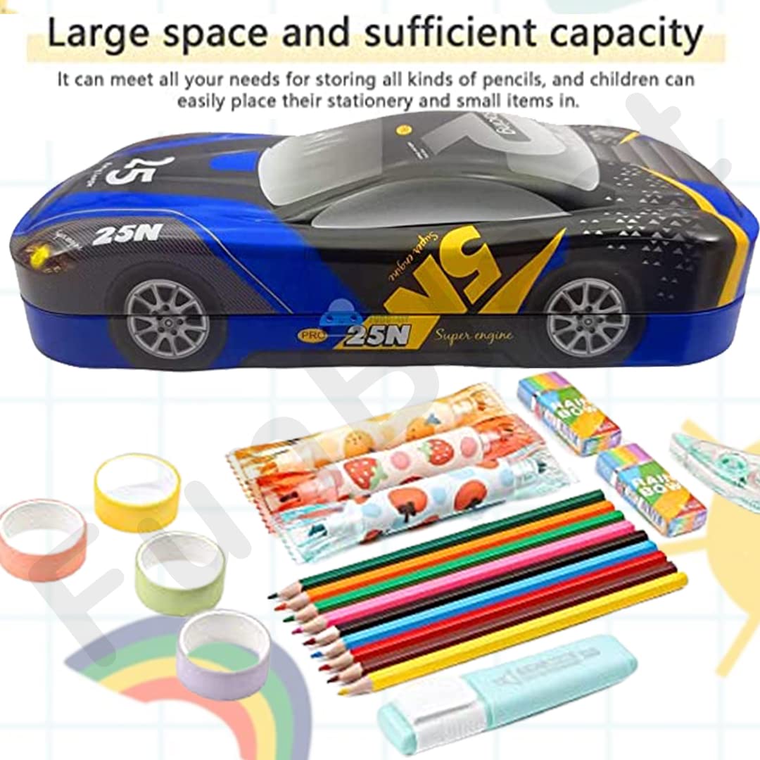 Metal Car Pencil Box/Case – Double Layer Pencil Box for Kids Boys Students School Supplies