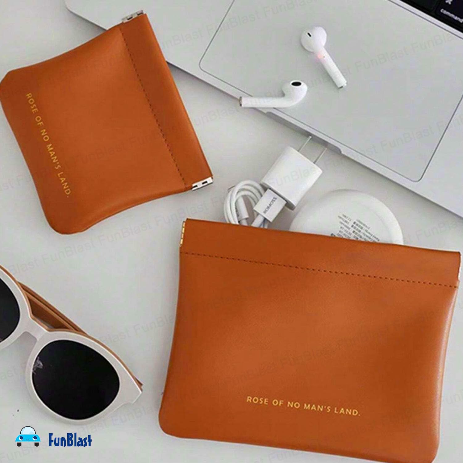 3 Pcs Mini Multipurpose Makeup Pouch for Girls & Women (Brown)