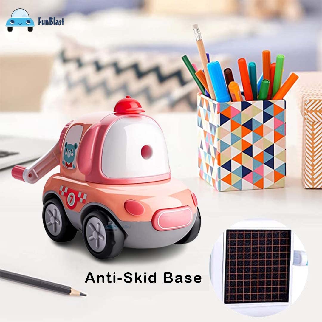 Sharpener for Kids – Toy Car Shaped Pencil Sharpener with Moving Wheels, Table Sharpener Machine