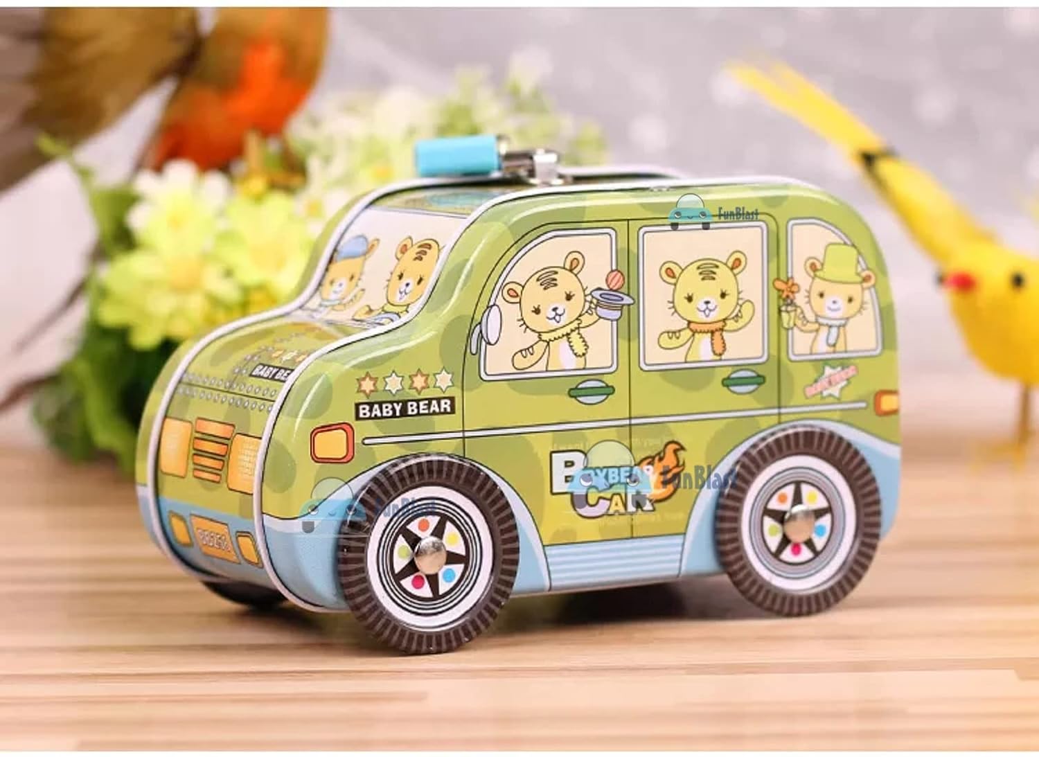 Piggy Bank - Car Shaped Coin Box with Moving Wheel for Kids, Piggy Bank for Kids, Coin Box for Kids