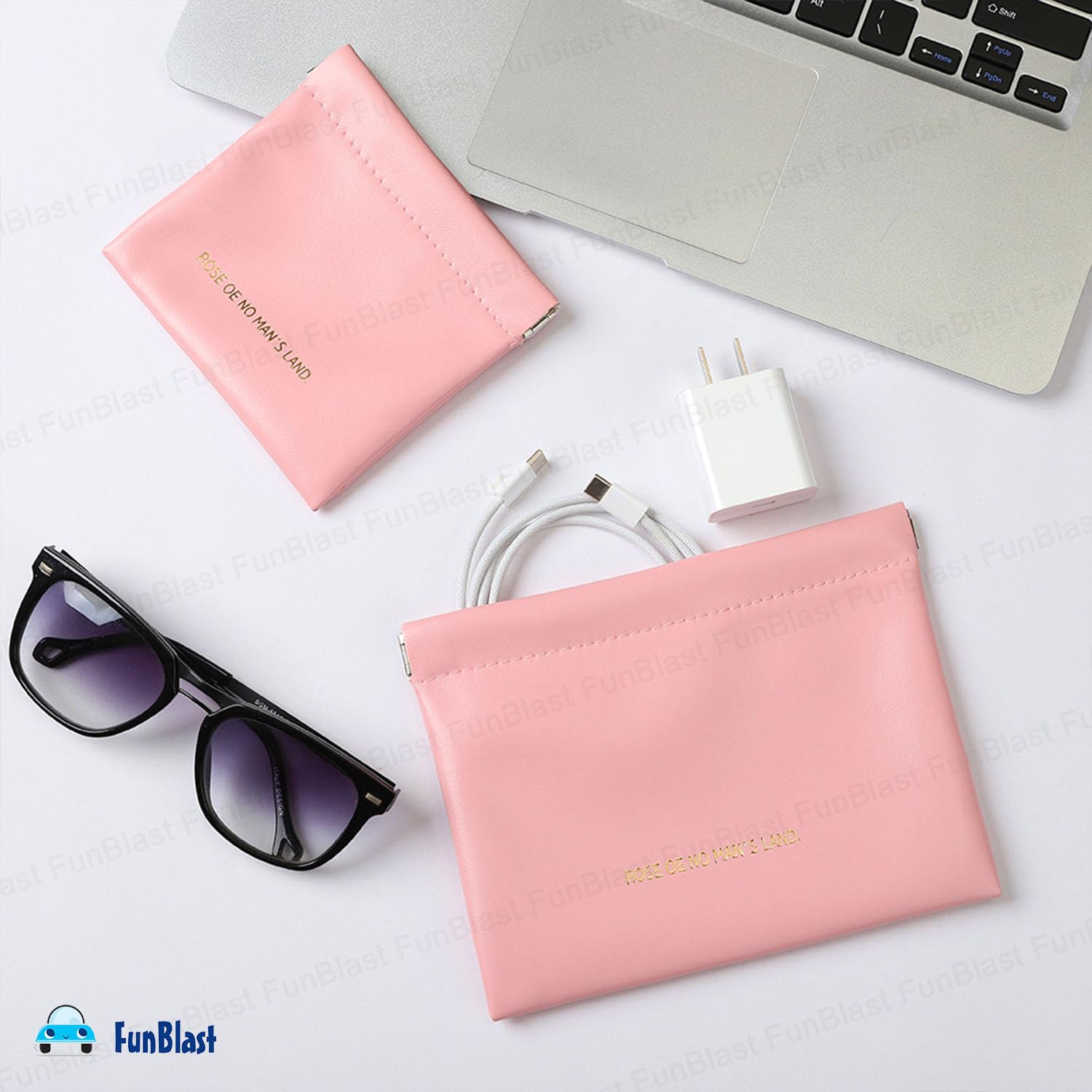 3 Pcs Mini Multipurpose Makeup Pouch for Girls & Women (Rose Pink)