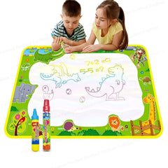 Magic Water Drawing Mat with Rainbow Color Swatches – Jumbo Size Aqua Magic Erasable Drawing Pad for Toddlers, Learning and Educational Doodle Mat for Girls, Boys, Kids (74 X 49 CM)