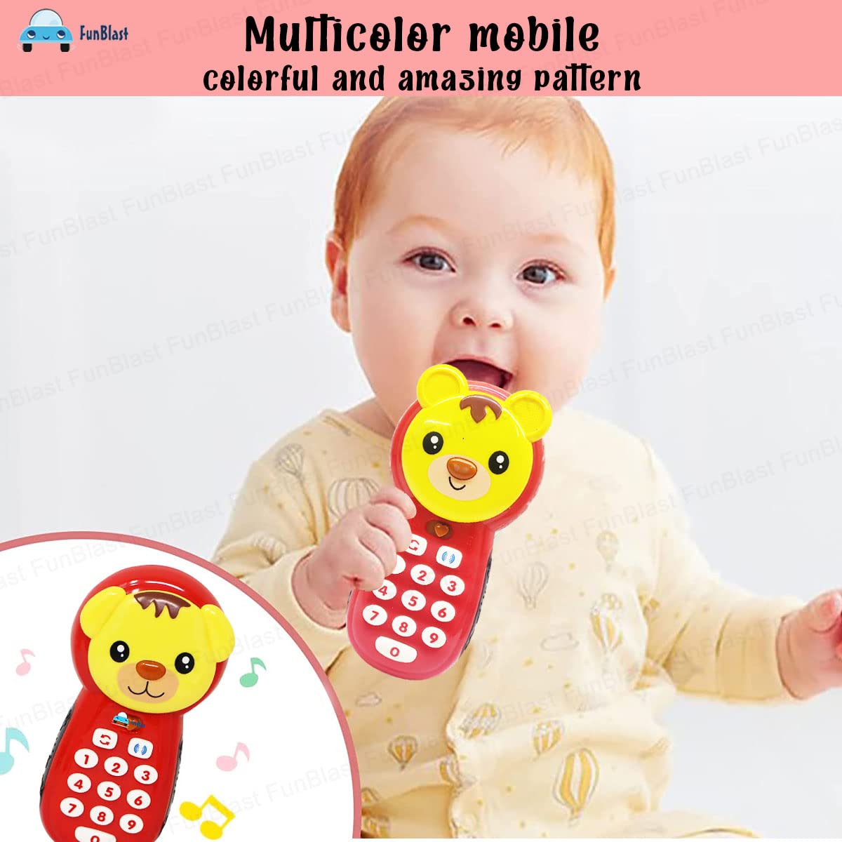 Cartoon Musical Mobile Phone for Kids, Mobile with Light & Sound Toys for Babies | Educational Toys for Kids 3+ Years/Boys/Girls-1 Unit