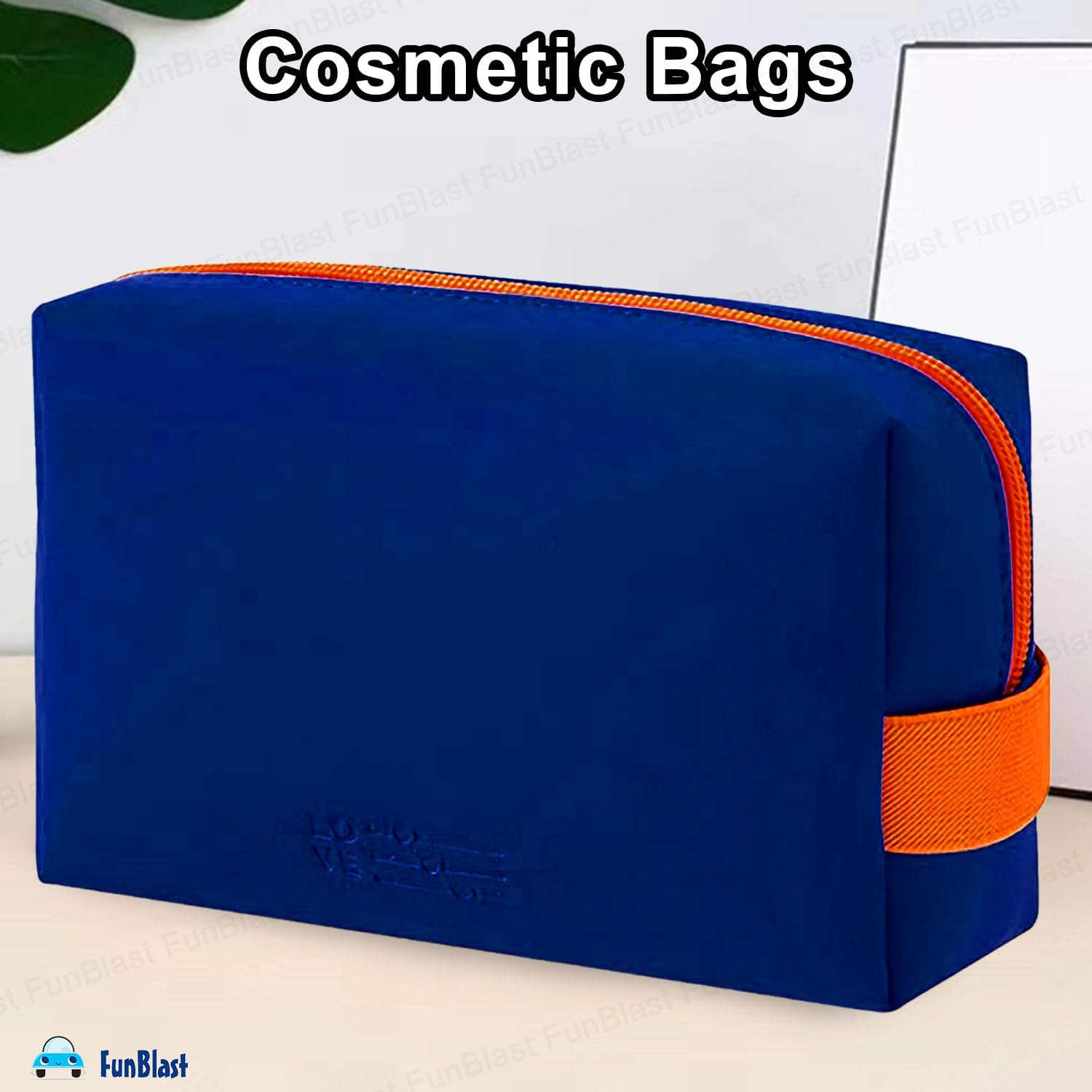 Multipurpose Cosmetic Pouch with Zipper Lock for Girls & Women (Blue)